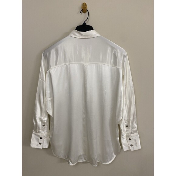 Madewell Women’s Relaxed Dolman Button-Up Shirt in Satin NWT Size M Medium - Picture 5 of 13